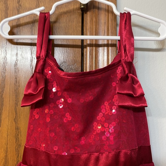 BISCOTTI UEC Girls Size 8 Red Sequined Tiered Tulle Festive Holiday Dress Bow - Picture 5 of 10